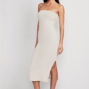 Knitted Rib-Knit Midi Tube Dress